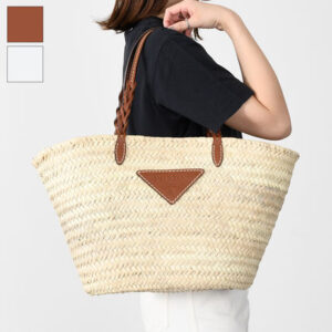 PRADA ウーブンパーム レザー かごバッグ1BG463 2DIJ